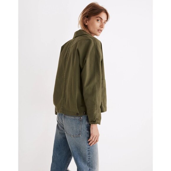 Madewell Drapey Pomeray Chore Jacket Green Military - Picture 2 of 7